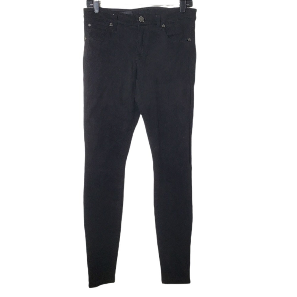 Kut from the Kloth Mia Toothpick Skinny Jeans Black Suede Denim KP164MP6 Size 6